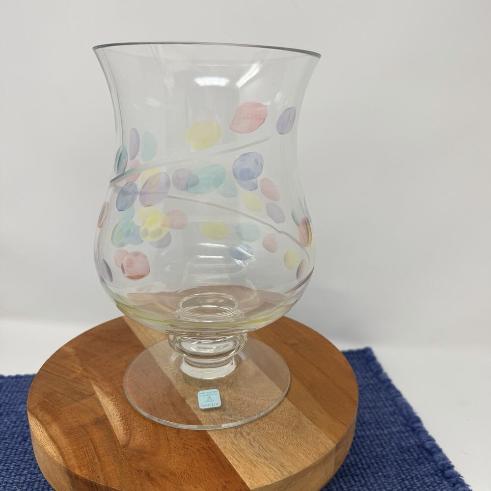VTG PARTYLITE P7085 Jardiniere Hurricane Footed Glass Candle Holder Vase Retired - Picture 1 of 6